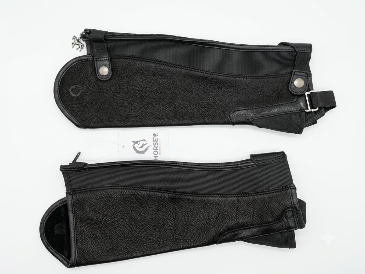 HORSEY Leather Half Chaps — Black